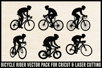 Fototapeta premium Cyclist Silhouette SVG Bundle | Bicycle Rider Vector Pack for Cricut & Laser Cutting
