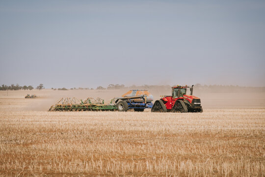 Dry weeding wheat in Bencubbin in Western Australia