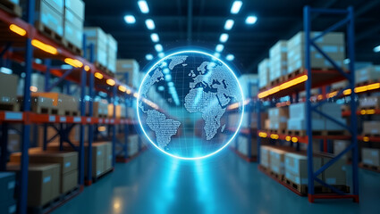 Advanced Supply Chain Strategy Framework: Logistics Optimization, Vendor Collaboration, Inventory Management for Enhanced Efficiency & Global Competitiveness - Photo Stock Concept with Empty Space