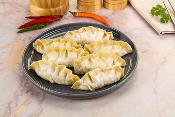 Japanese steamed Gyoza stuffed dumplings