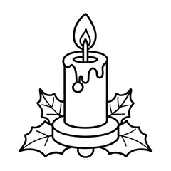 Obraz premium Elegant Candle Illustration with Burning Flame and Star Decorations