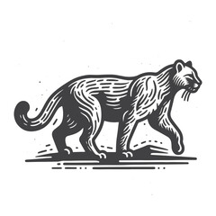 Fototapeta premium Simple Mountain Lion Walking Vector Icon Design – Vintage Retro Logo & Illustration