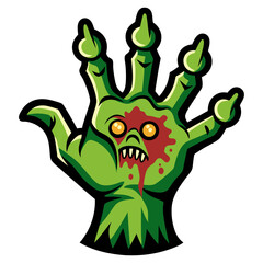 Zombie Hand Cartoon Character with Scary Expression  