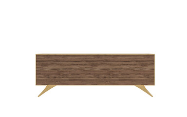 Modern Living Room Wooden Cabinet Isolated on Transparent Floor