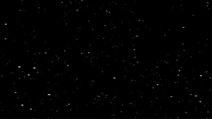 Falling snow isolated on black background. Night sky. Vector illustration.