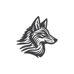 Obraz premium Simple Coyote Side View Vector Icon Design – Vintage Retro Logo & Illustration