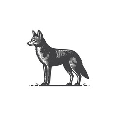 Fototapeta premium Simple Coyote Side View Vector Icon Design – Vintage Retro Logo & Illustration