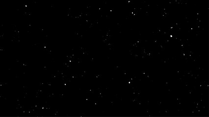 Snowy nature landscape, winter dust. Real falling snow on a black background for use as a texture layer in a photo design. 