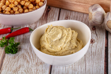 Natural organic homemade chickpea hummus