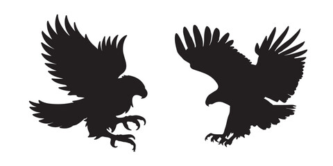 Silhouette of eagle vector icon set illustration isolated on white background.