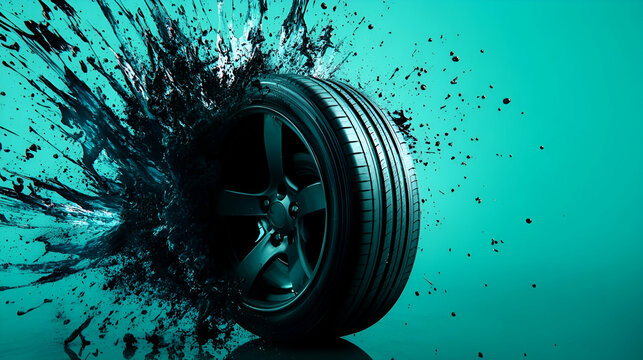 Water Splashing on a Tire