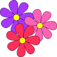 three isolated flowers