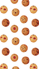 Obraz premium 水彩風のクッキーのイラストの総柄イラスト 生成AI