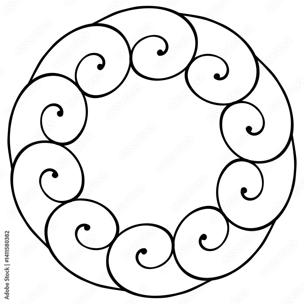 Poster spiraling elegance, ornate circular frame design element