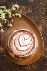 Warm Chocolate Drink in A Cup with Latte Art