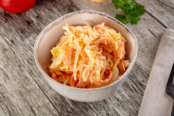 Vegan Coleslaw salad with cabbage and carrot