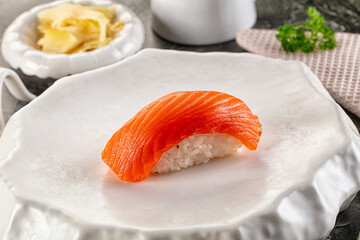 Japanese cuisine - sushi with salmon