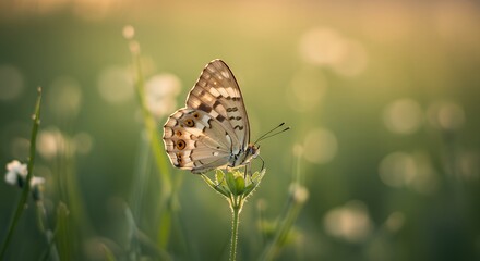 Obraz premium Golden Hour Butterfly: A Serene Nature Photography