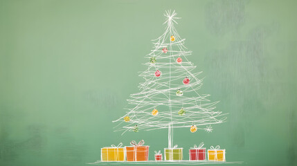 Naklejka premium Minimalist Christmas，christmas, decoration, christmas tree,holiday, xmas,winter, decorations, celebration, presents,gift, Santa Claus，ornaments，new year，december，seasonal，gift