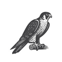 Simple Peregrine Falcon Side View Vector Icon Design – Vintage Retro Logo & Illustration