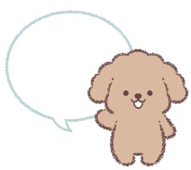 案内するトイプードルと吹き出し線画