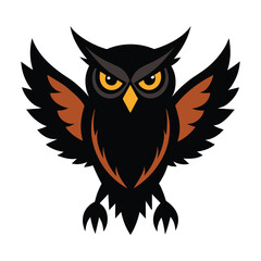 Fototapeta premium a great horned owl with wings spread fierce.