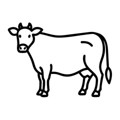 black and white cow outline icon