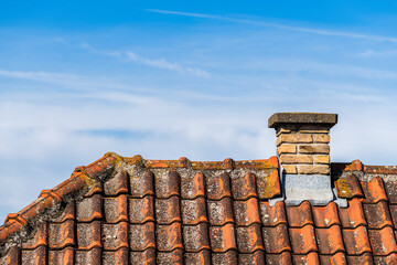 House roof chimney made of bricks