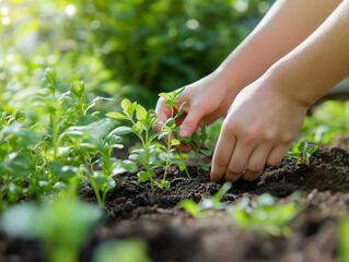 Fototapeta premium planting a tomato