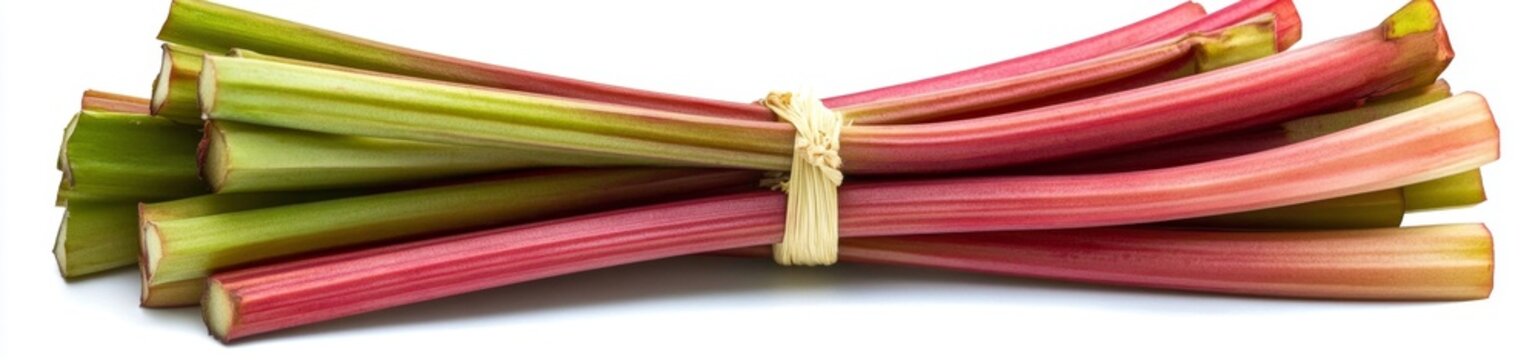 Fresh, Tied Bunch of Rhubarb Stalks