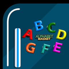 Alphabet Magnet Day to celebrate on May 9th. Alphabet magnets attached to the surface of the refrigerator door.