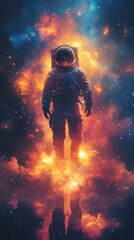 Obraz premium Sparkling Stars Cosmic Power Astronaut Galaxy Dreamy Energy Theme Image