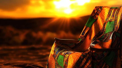 Fotobehang African Sunset Chair Covered in Fabric © medi