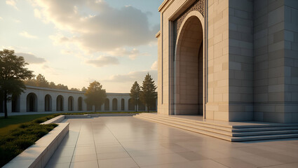 Obraz premium Artistic Photography of Atat?rk Mausoleum: Emotive Memorial Elements & Historic Pride in Stock Photos with Left-Side Empty Space for Creative Use