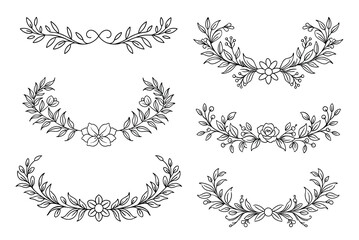 Naklejka premium Collection of elegant floral wreaths and decorations