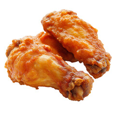 crispy chicken leg and wing, isolated on transparent background