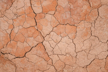 Cracked ground from dryness background. Top view cracked dry ground texture. Ecology and environment concept.