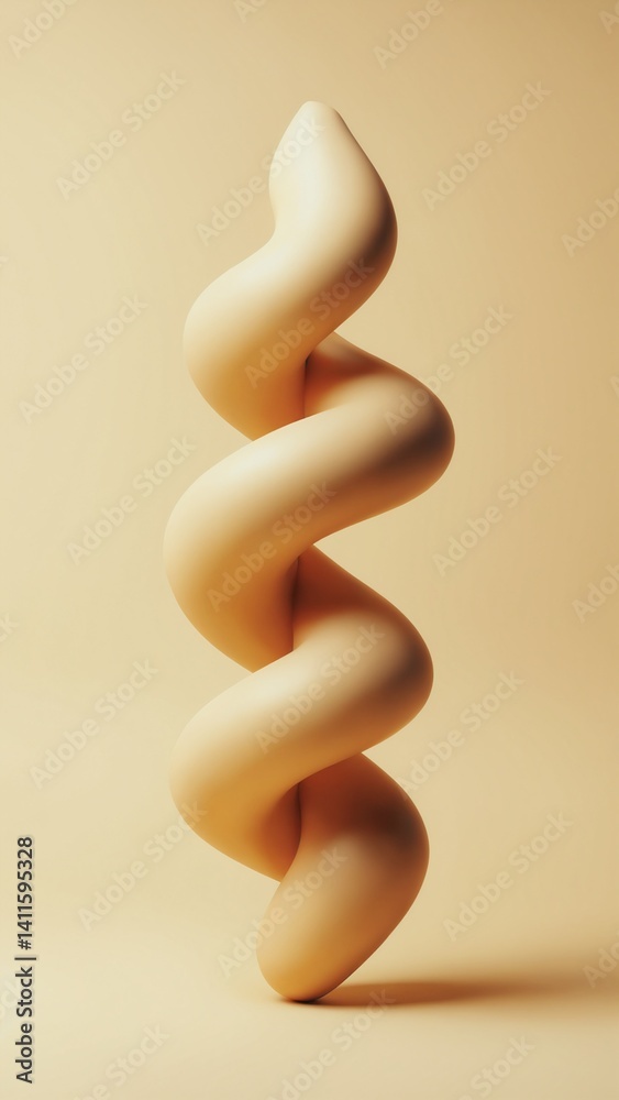 Aufkleber Three dimensional render of light brown twisted shape