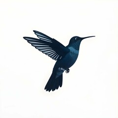 Obraz premium Modern Minimalist Hummingbird Silhouette Elegant Line Art Logo in Black and White Vector Style.