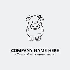 Cow illustration black and white for logo company vector image
