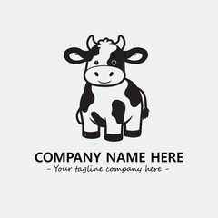 Cow illustration black and white for logo company vector image
