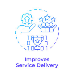 Improves service delivery blue gradient concept icon. Teamwork organization, customer satisfaction. Round shape line illustration. Abstract idea. Graphic design. Easy to use in blog post