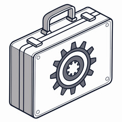 Management Gear and Briefcase with Management and Settings Concept