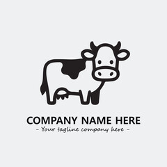 Cow illustration black and white for logo company vector image
