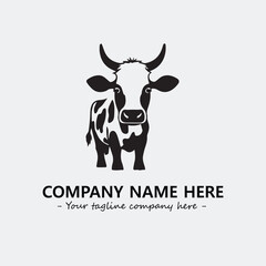 Cow illustration black and white for logo company vector image
