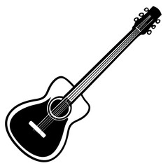 Vector silhouette of a guitar in a horizontal position