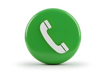 Green Telephone Icon with White Receiver