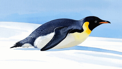 Aquatic waddles penguin isolated watercolor vector illustration svg