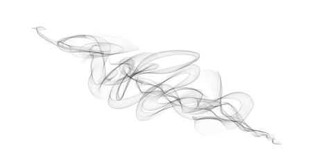 Abstract black smoke swirl on white or transparent background, isolated flowing lines for design, overlay effects, motion graphics, or digital art