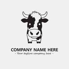 Cow illustration black and white for logo company vector image
